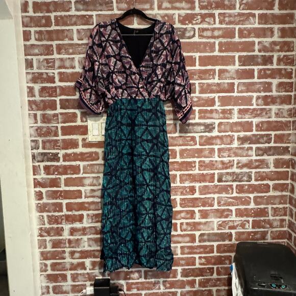 Anthropologie Lisette Maxi Dress Boho Mixed Print XS Petite EUC - Picture 1 of 9